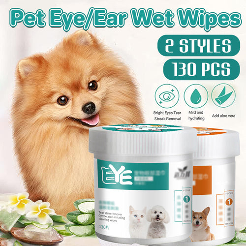 130Pcs Wipes Wet Pet Eye/Ear Dog Cat Tear Stain Remover Cleaning Paper Wipes AU