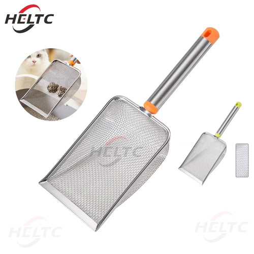 1Pcs Stainless Steel Fine Mesh Cat Litter Scoop Easy to Clean Non-Stick Shovel for Reptiles Sand Efficient Durable Litter Scoop