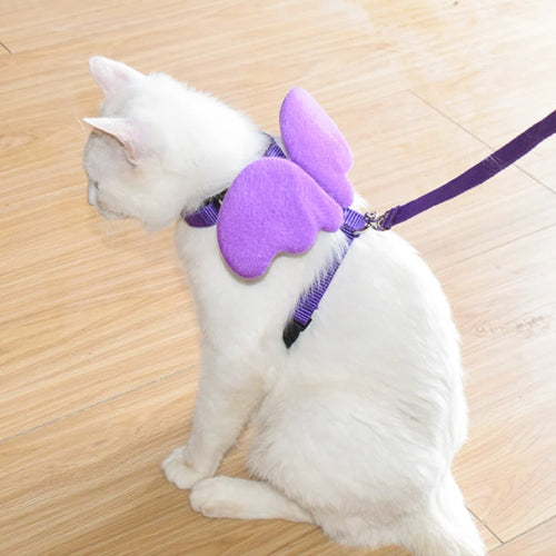 Angel Wings Pet Harness and Leash Set for Cats Puppy Rabbit Cute Cat Harnesses Kitten Accessories Artículos Para Mascotas Lead