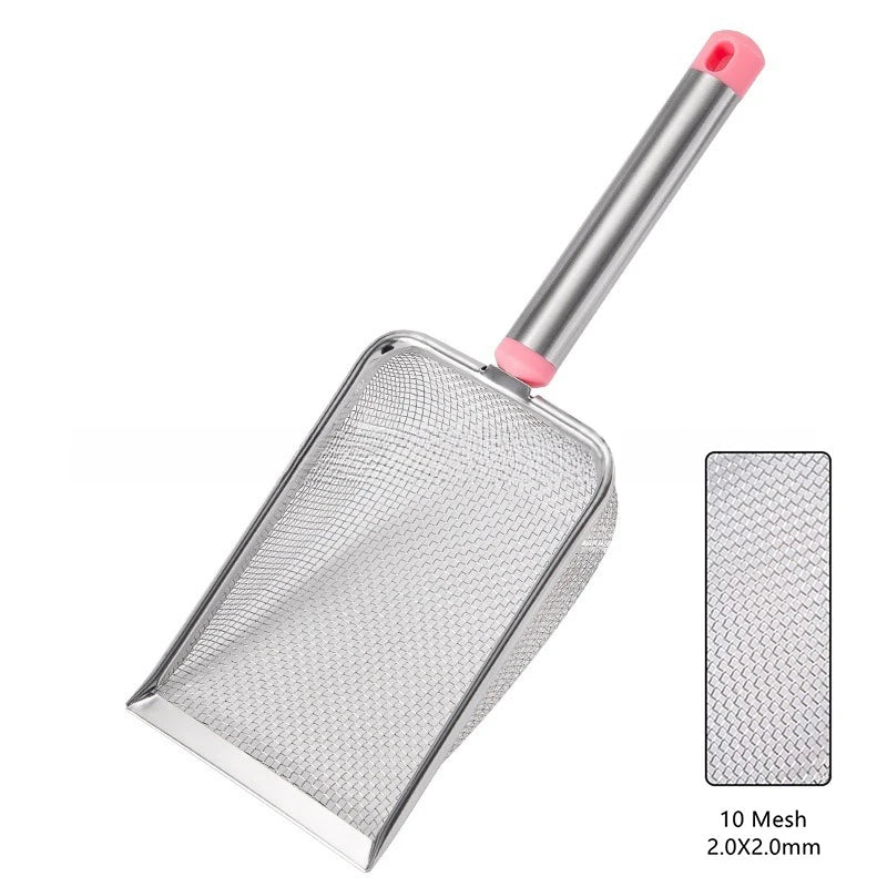 1Pcs Stainless Steel Fine Mesh Cat Litter Scoop Easy to Clean Non-Stick Shovel for Reptiles Sand Efficient Durable Litter Scoop