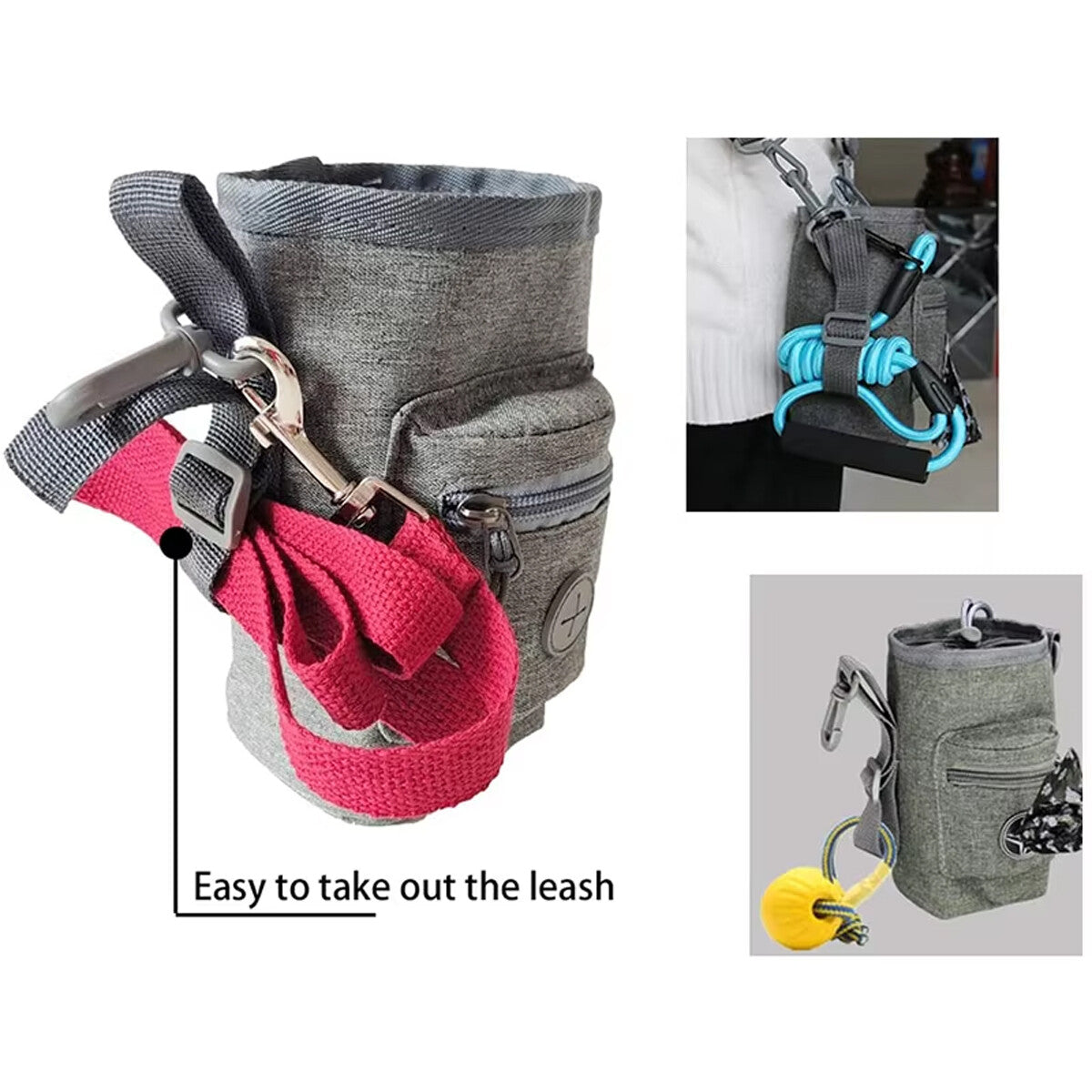 Portable Dog Training Treat Bag Pet Walking Snack Pouch with Waste Pickup Holder