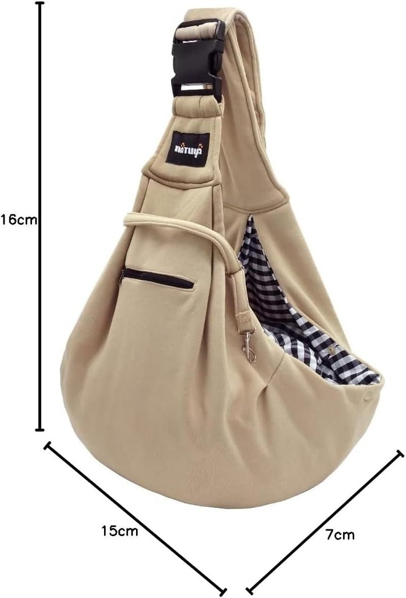 Small Dog Carrier Sling Cat Sling,Adjustable Strap Hand Free Pet Puppy for Outdoor Traveling Subway (Apricot)