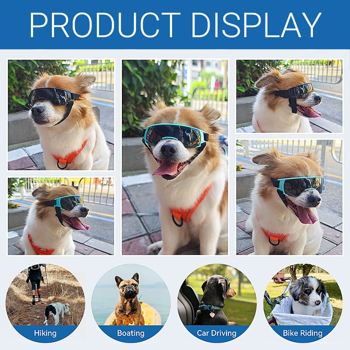 Dog Sunglasses UV Eye Protection Goggles for Small Pets Outdoor Travel Sunshade
