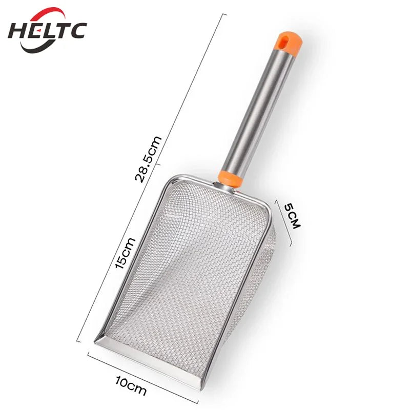 1Pcs Stainless Steel Fine Mesh Cat Litter Scoop Easy to Clean Non-Stick Shovel for Reptiles Sand Efficient Durable Litter Scoop