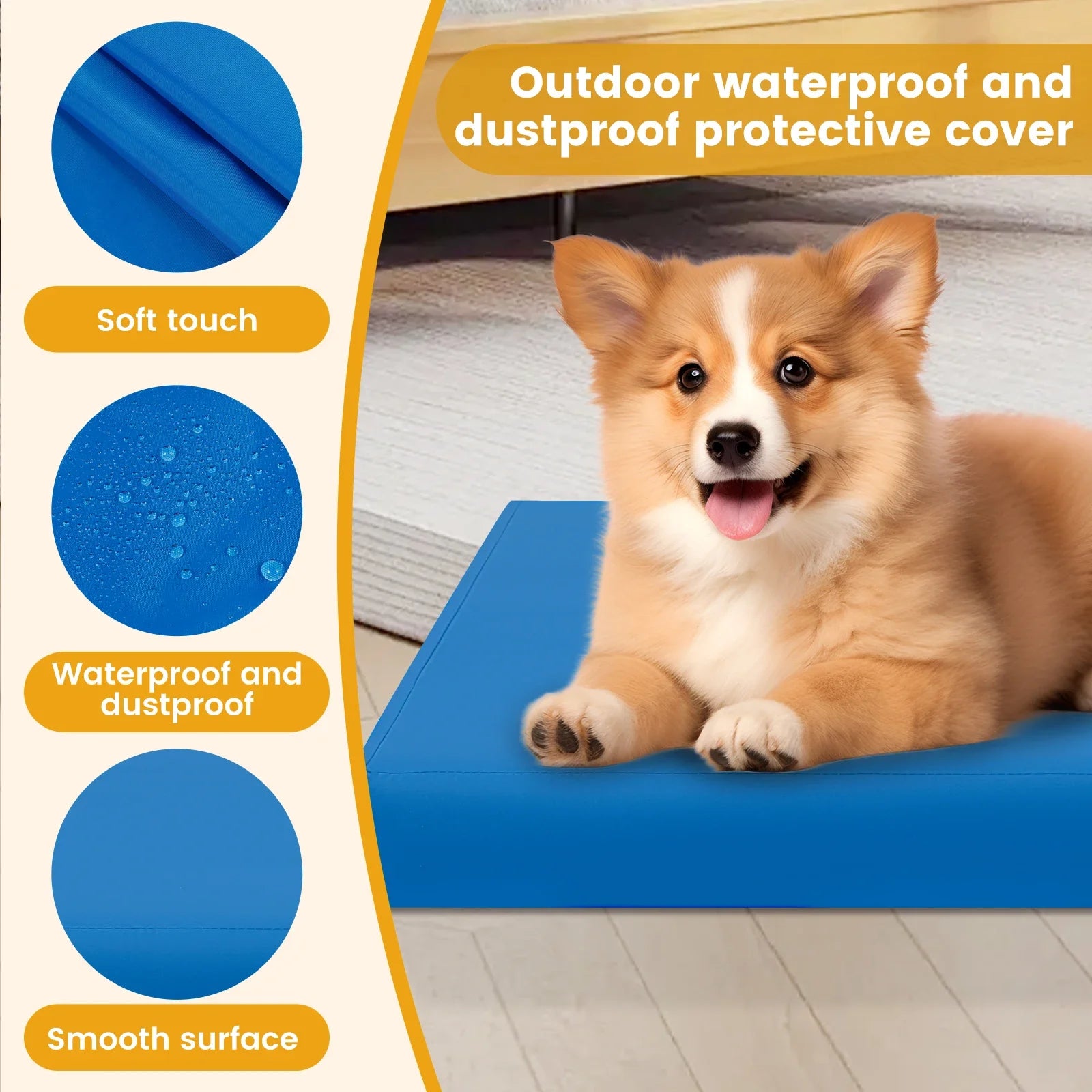 Dog Bed Cover Oxford Cloth Waterproof Dog Bed Protector Cover with Zipper Removable Dog Bed Liner Easy to Wash Pet Supplies S/M