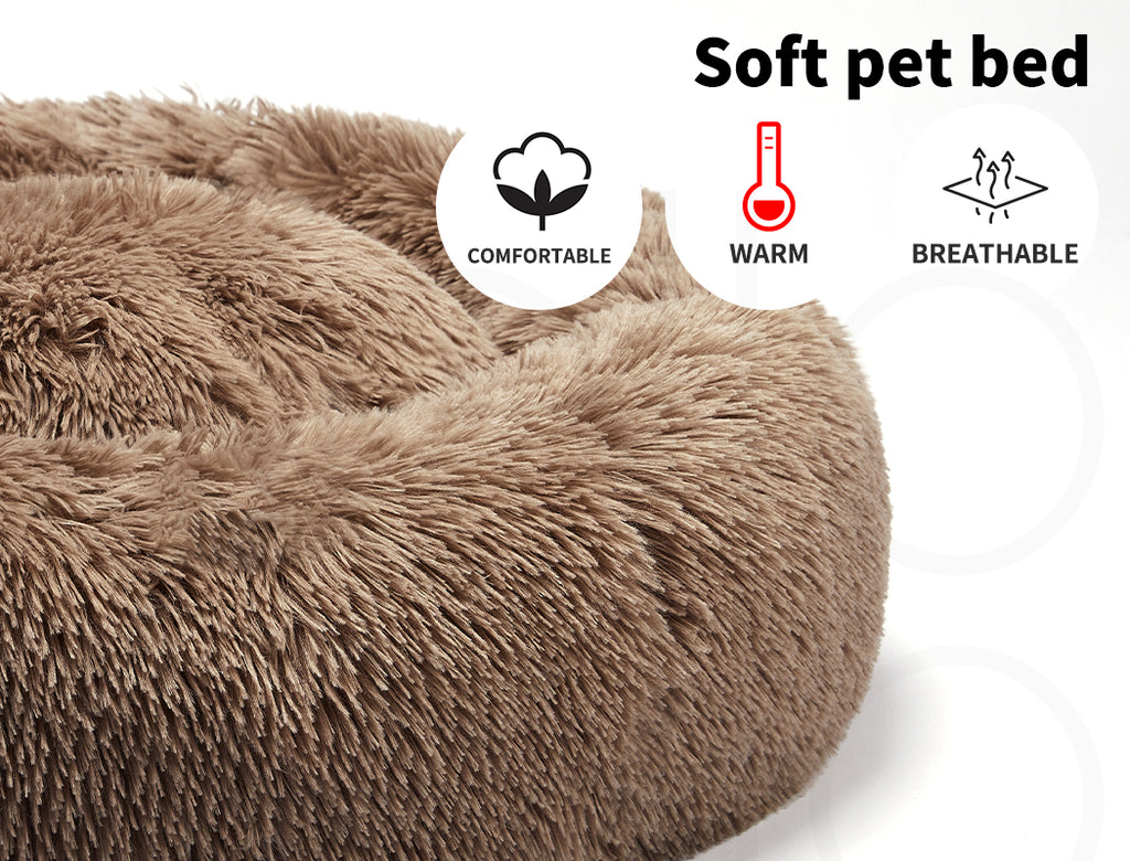 Pawz Dog Calming Bed Warm Soft Plush Thicker round Comfy Sleeping Large Washable
