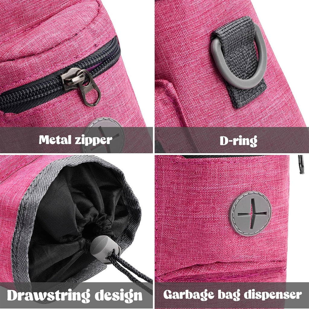 Portable Dog Training Treat Bag Pet Walking Snack Pouch with Waste Pickup Holder