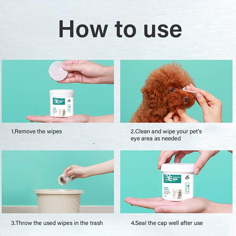 130Pcs Wipes Wet Pet Eye/Ear Dog Cat Tear Stain Remover Cleaning Paper Wipes AU