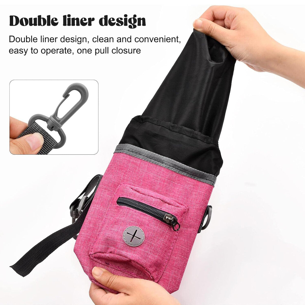 Portable Dog Training Treat Bag Pet Walking Snack Pouch with Waste Pickup Holder