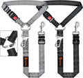 Removable Dog Seat Belt Harness for Car, 3 in 1 Pet Dog Car Seatbelt Leash, Retractable Restraint Secures to Vehicle Headrest & Adjustable Reflective Bungee Dog Seatbelt Tether, Grey