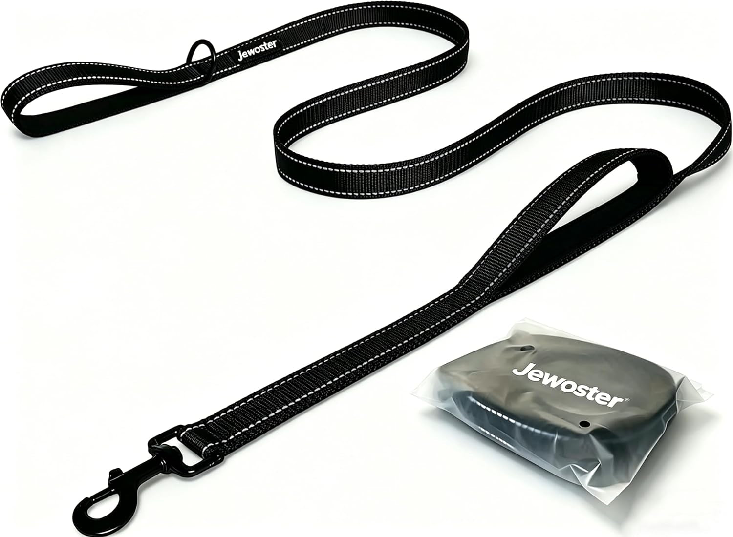 Heavy Duty Dog Leash - 2 Handles by Padded Traffic Handle for Extra Control, 6Foot Long - Perfect for Medium to Large Dogs (6 Ft, Black)