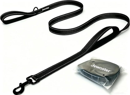 Heavy Duty Dog Leash - 2 Handles by Padded Traffic Handle for Extra Control, 6Foot Long - Perfect for Medium to Large Dogs (6 Ft, Black)