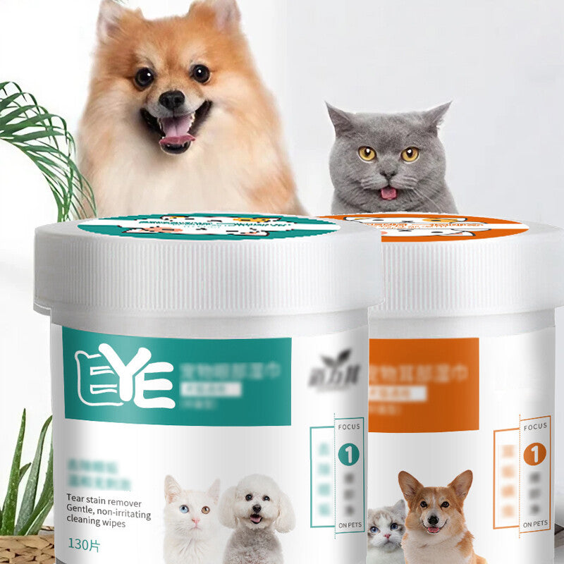 130Pcs Wipes Wet Pet Eye/Ear Dog Cat Tear Stain Remover Cleaning Paper Wipes AU