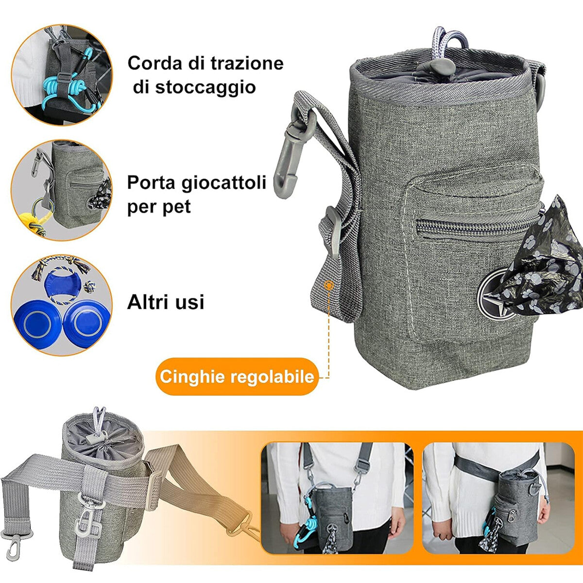 Portable Dog Training Treat Bag Pet Walking Snack Pouch with Waste Pickup Holder
