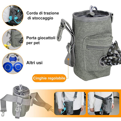 Portable Dog Training Treat Bag Pet Walking Snack Pouch with Waste Pickup Holder